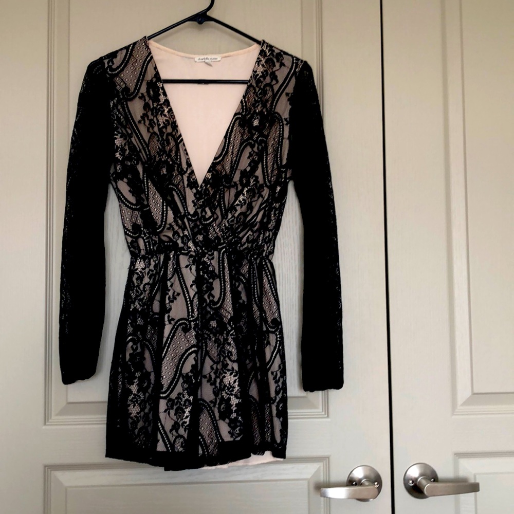 Black Lace Long-sleeve Romper